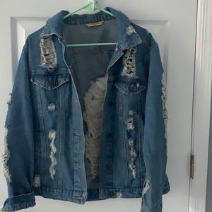 vintage style distressed denim jacket